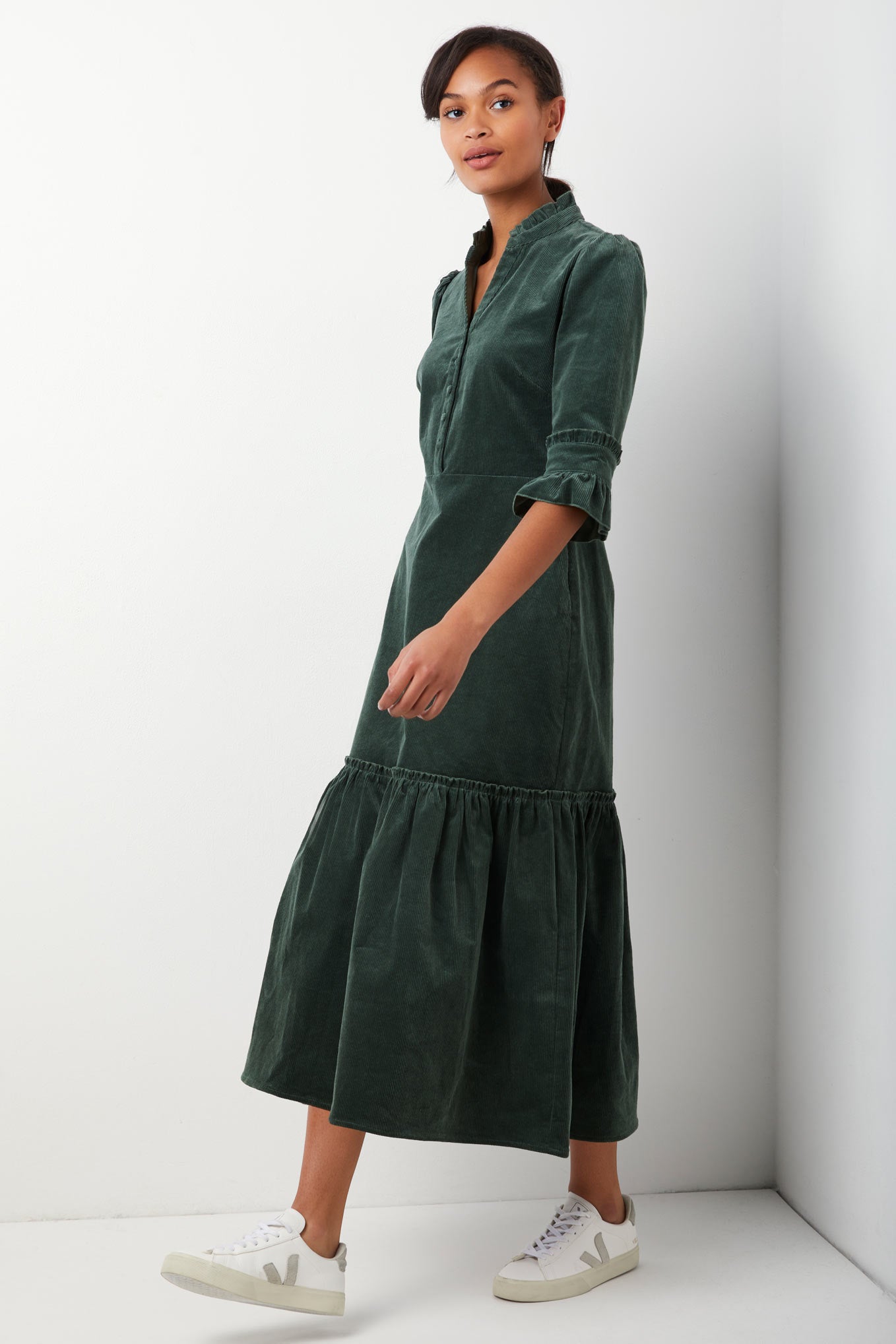 Isobel Corduroy Dress - Sage Green ...